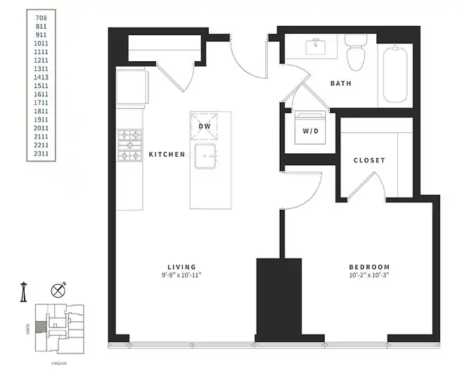 1 Bedroom A5 911 floor plan